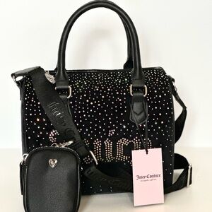 Juicy Couture Black Rhinestones Satchel Travel Speedy Bag NWT